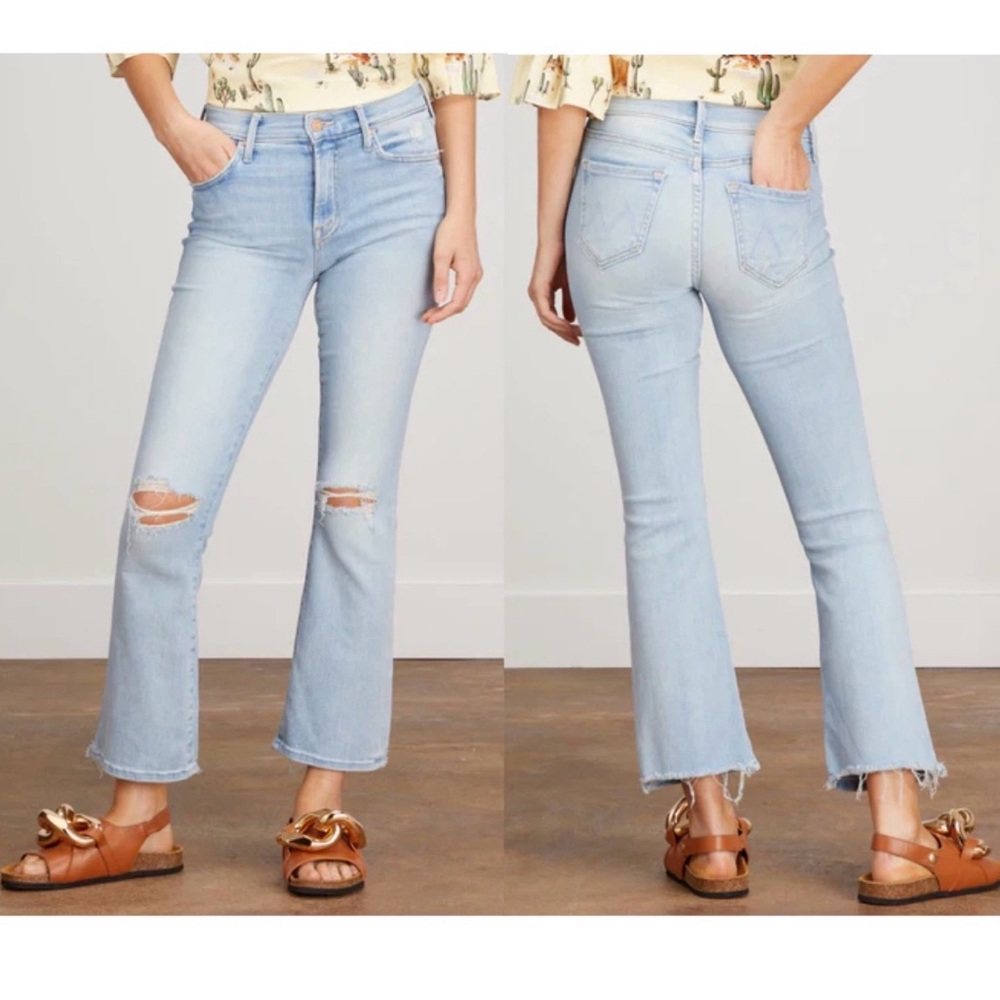 Mother Denim The Outsider Ankle Chew in Poisoned Petals Cropped Jeans Size 27